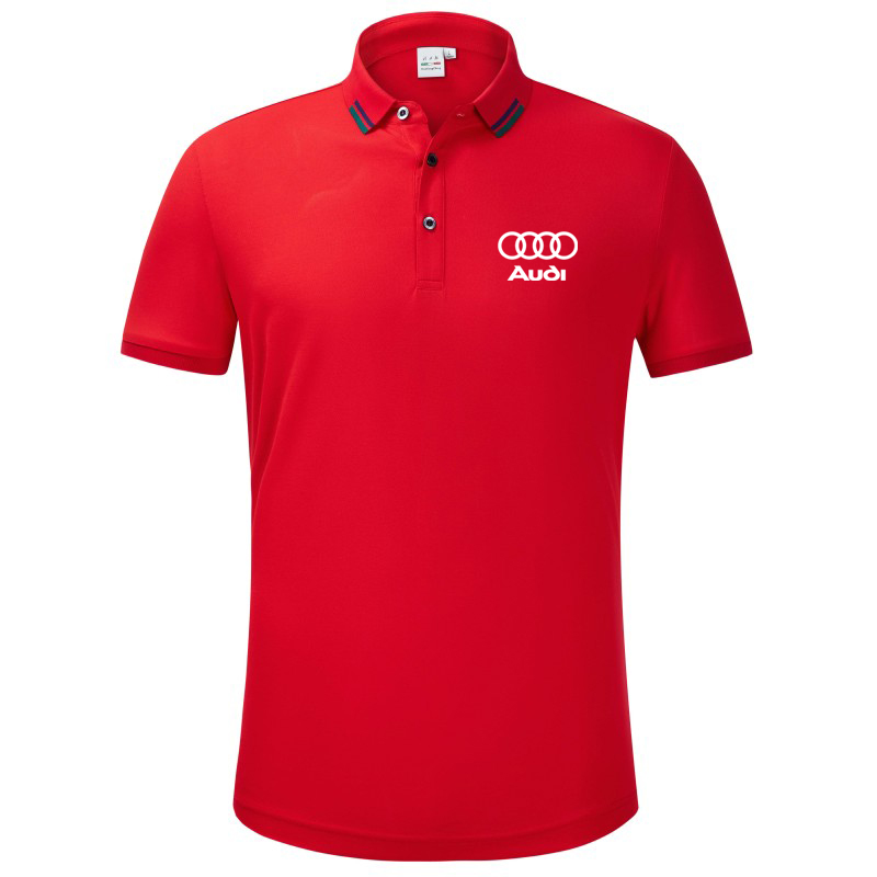 2022 Polo Audi Homme Coton Col Rouge et Vert Manche Courte